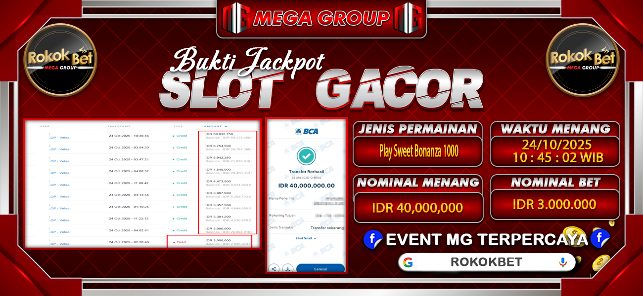 Bukti JP situs Rokokbet hari Jumat, 24 Oktober 2025