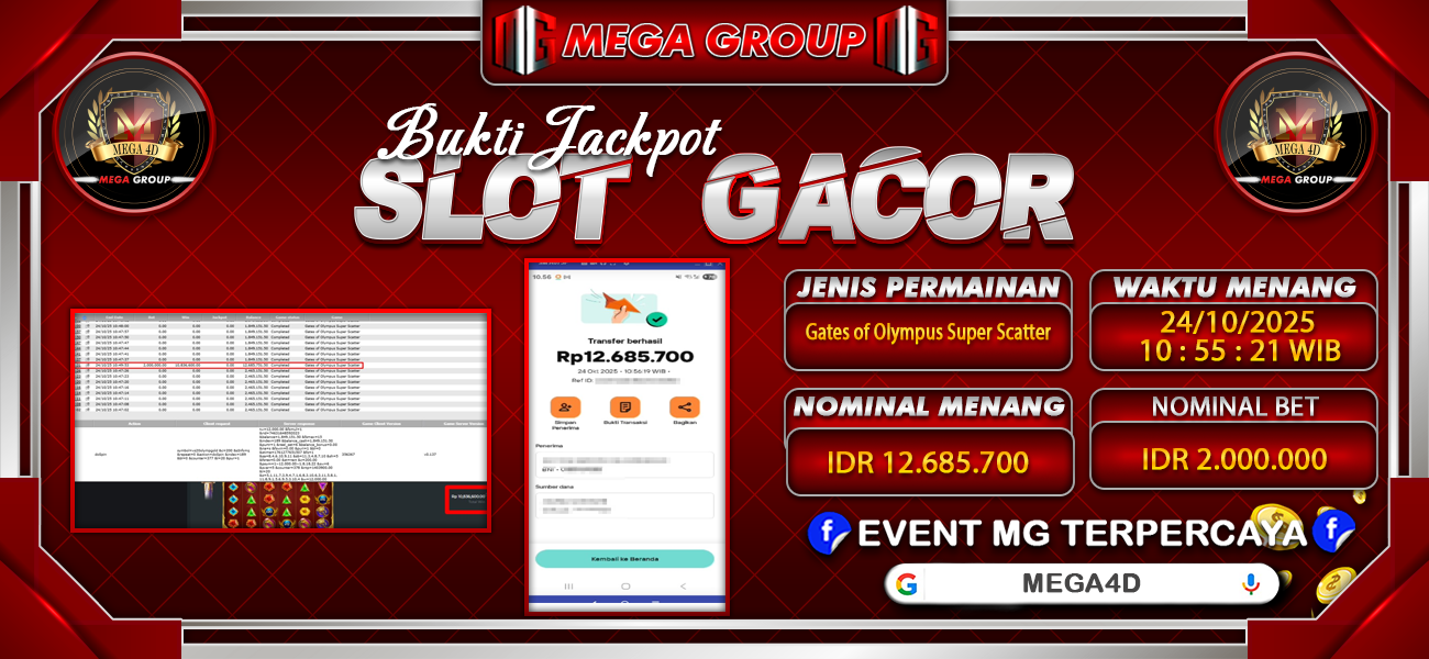 Bukti JP situs Mega4D hari Jumat, 24 Oktober 2025