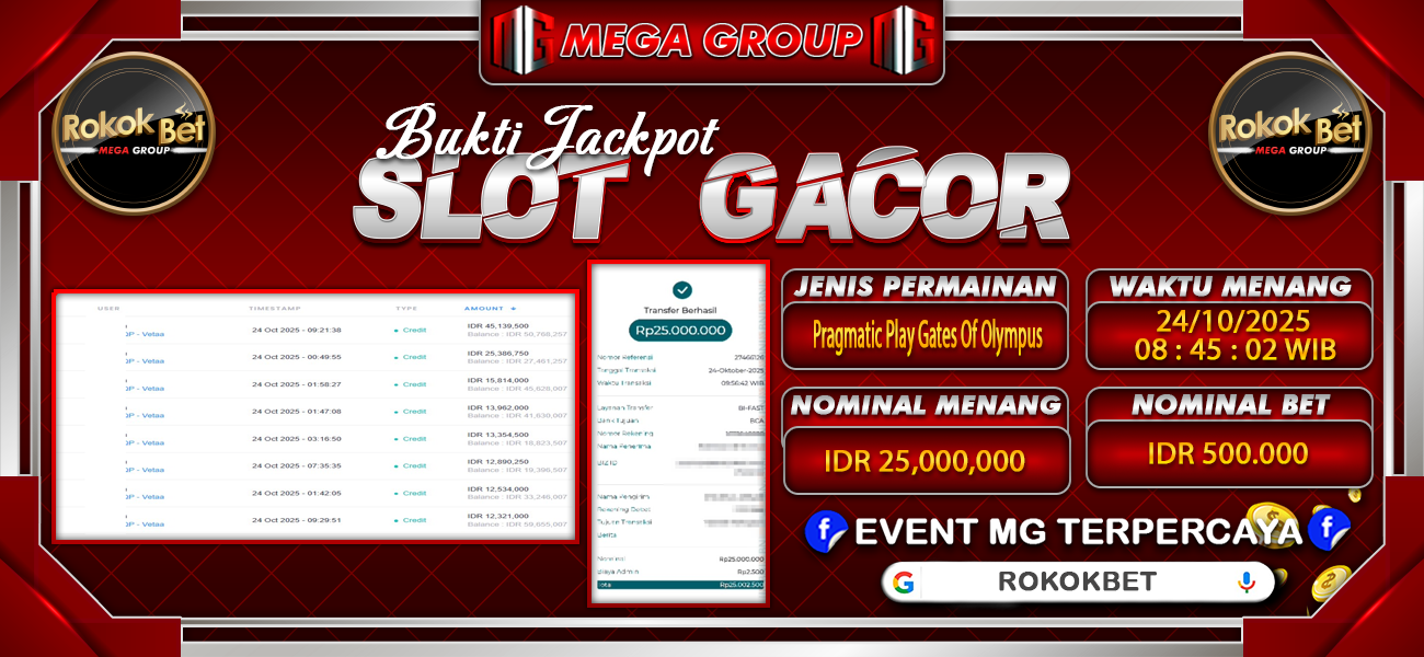Bukti JP situs Rokokbet hari Jumat, 24 Oktober 2025